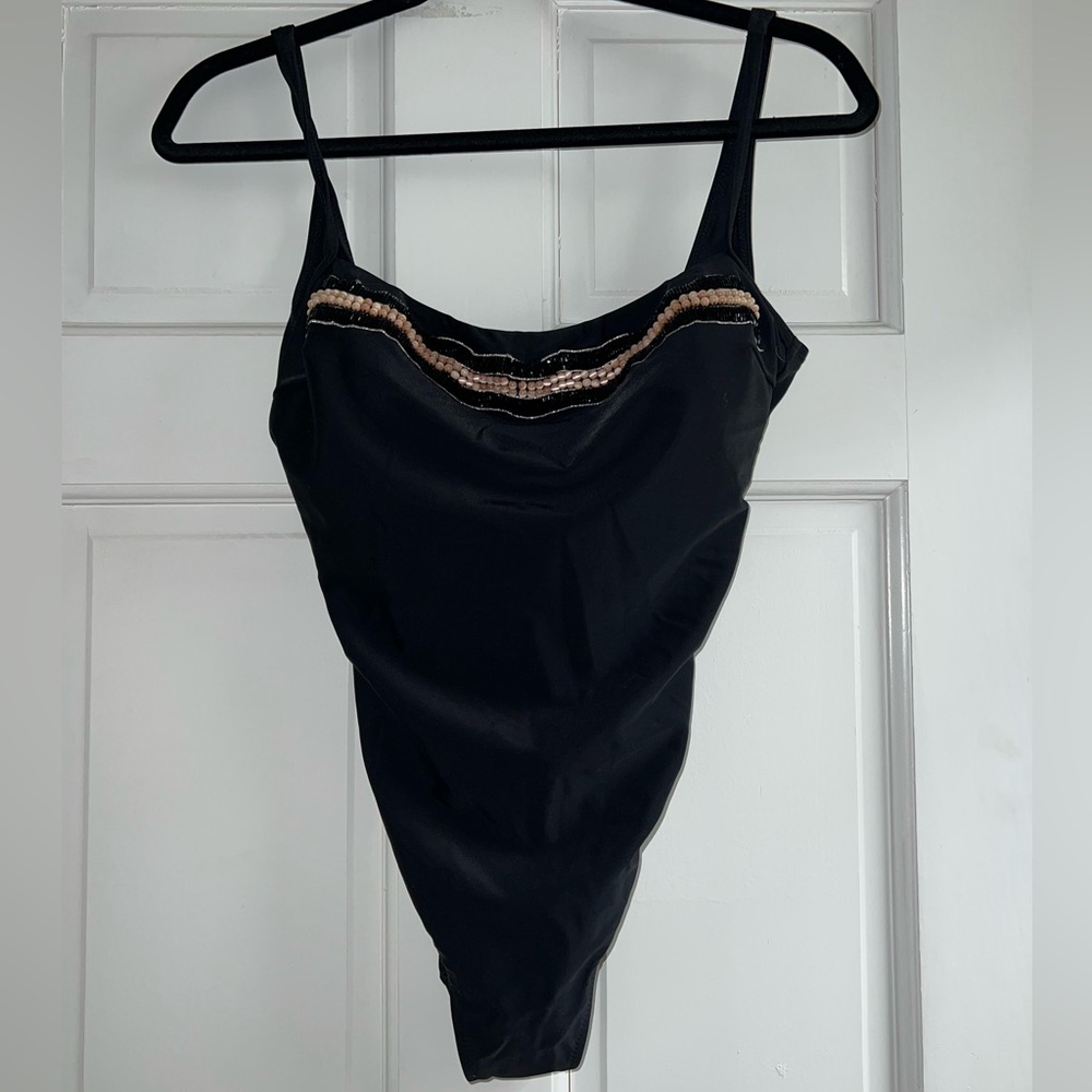 Gottex women’s one piece bathing suit size 12 beaded and black